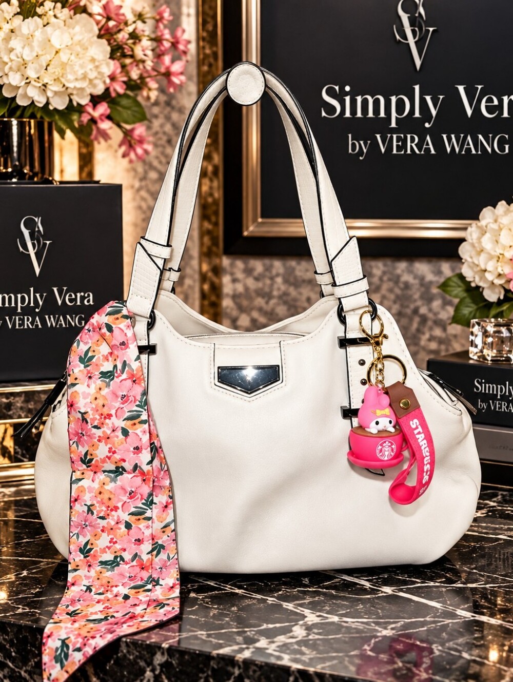 🔮Simply Vera Vera Wang White Satchel Bag - Preloved Condition
